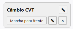 Painel de dados salvos com o título Câmbio CVT e a relação Marcha para frente